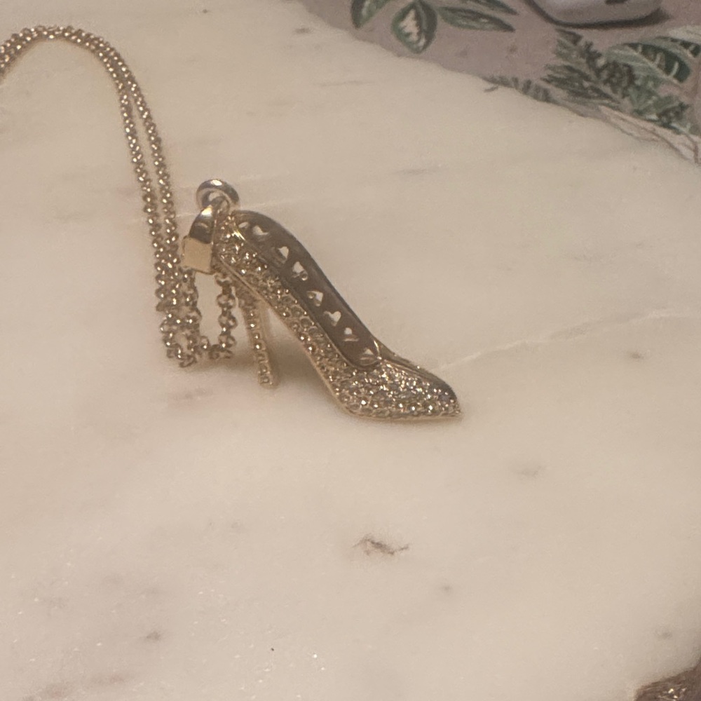 Gold High Heel Swarovski Crystal Pendant Necklace - Picture 5 of 5